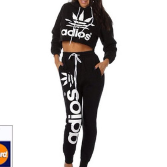 adidas Pants - SO CUTE ADIDAD CROP HOODIE